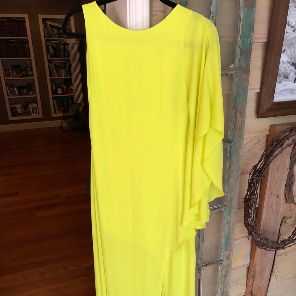 BCBG Maxazria lime green floor length dress